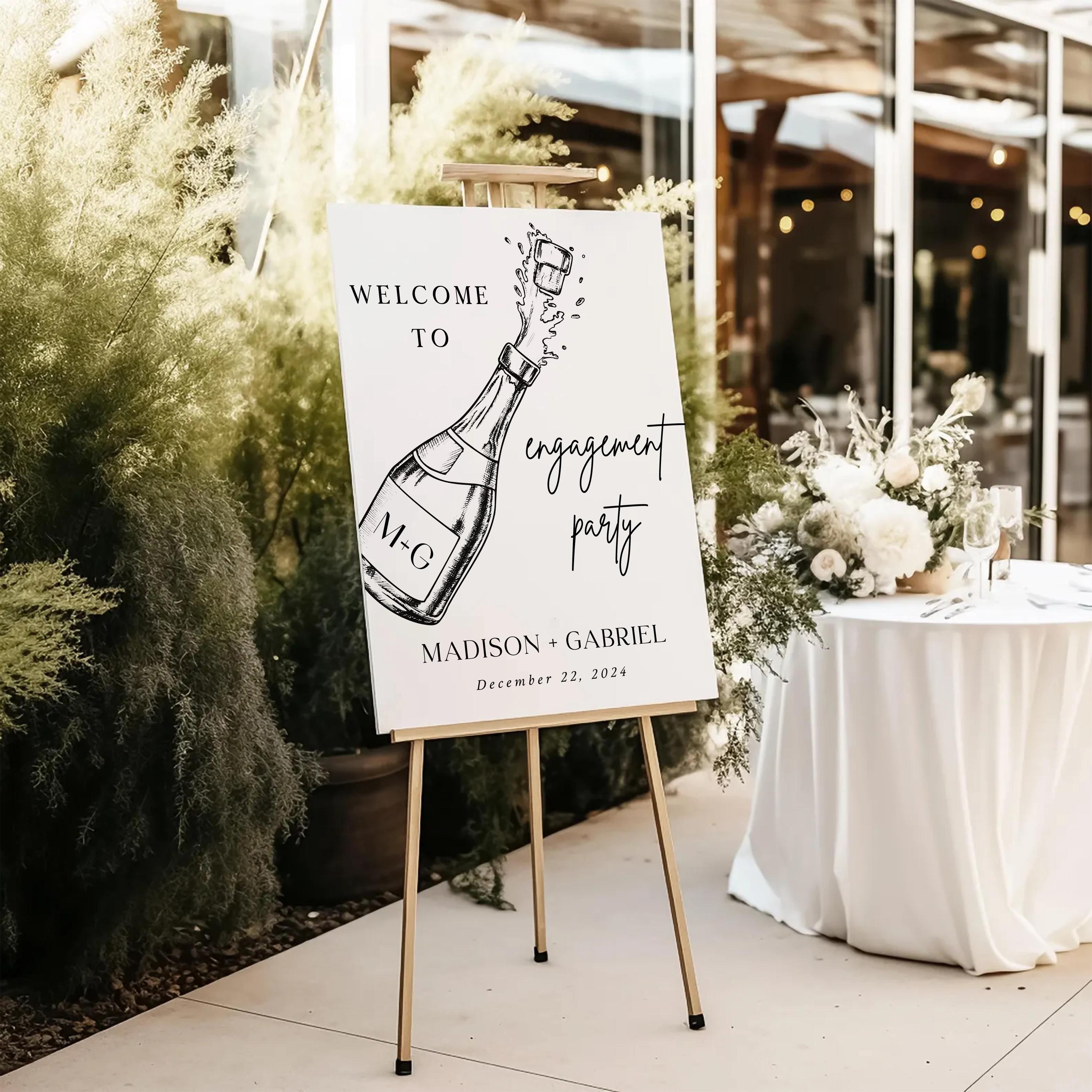 Engagement Party Welcome Sign: Modern Calligraphy, Editable Canva (Digital File)