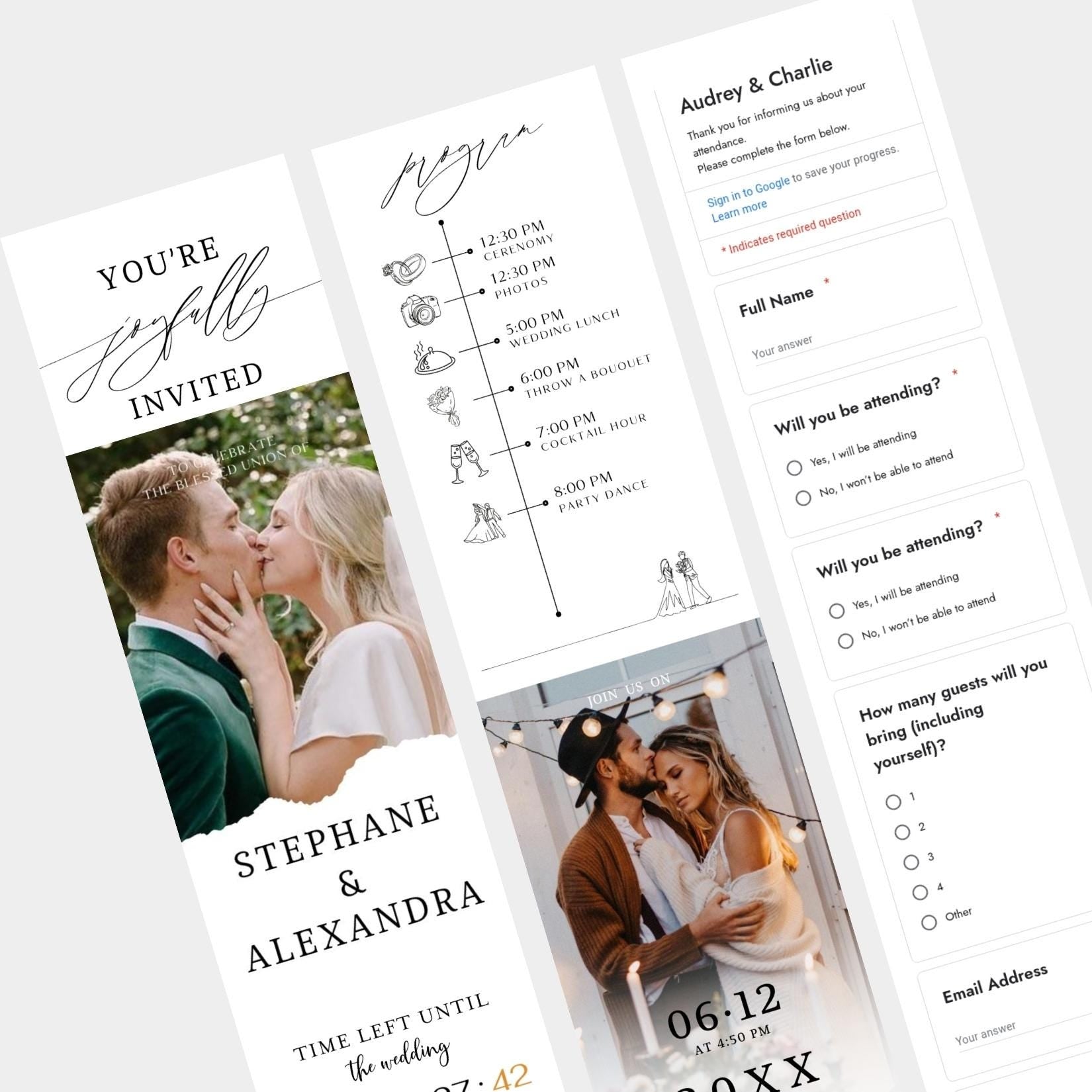 Wedding Invitation Website: Digital RSVP, Editable Canva Design - Mobile Friendly