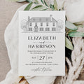Wedding Venue Line Art Invitation: Custom Venue Sketch (DIY Canva Template)