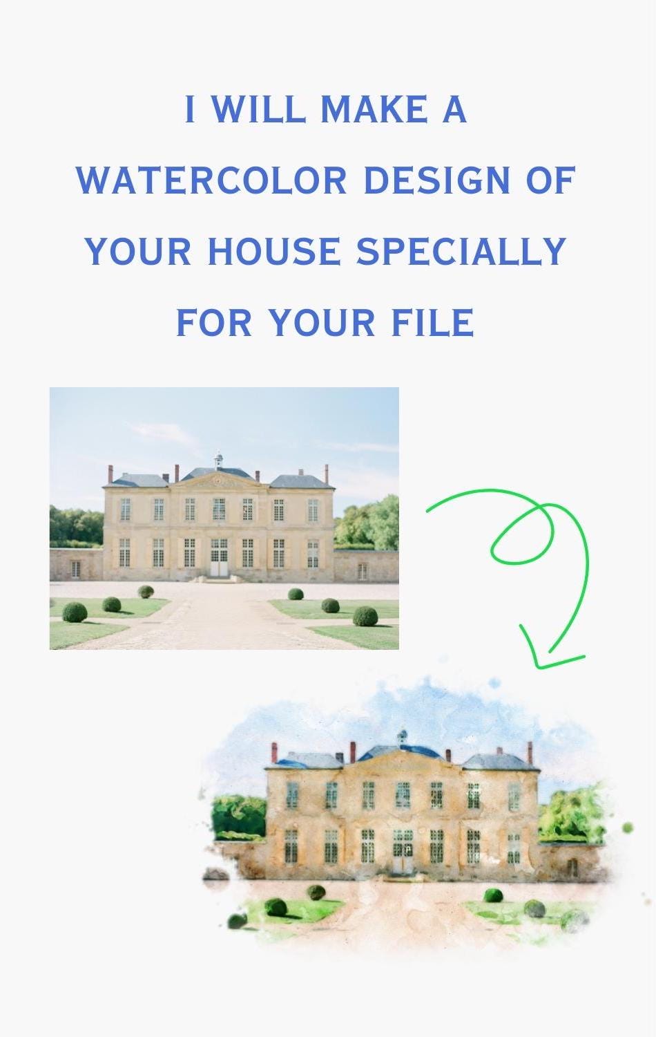 Digital Venue Sketch Save the Date: Watercolor Wedding Invitation (E-vite)