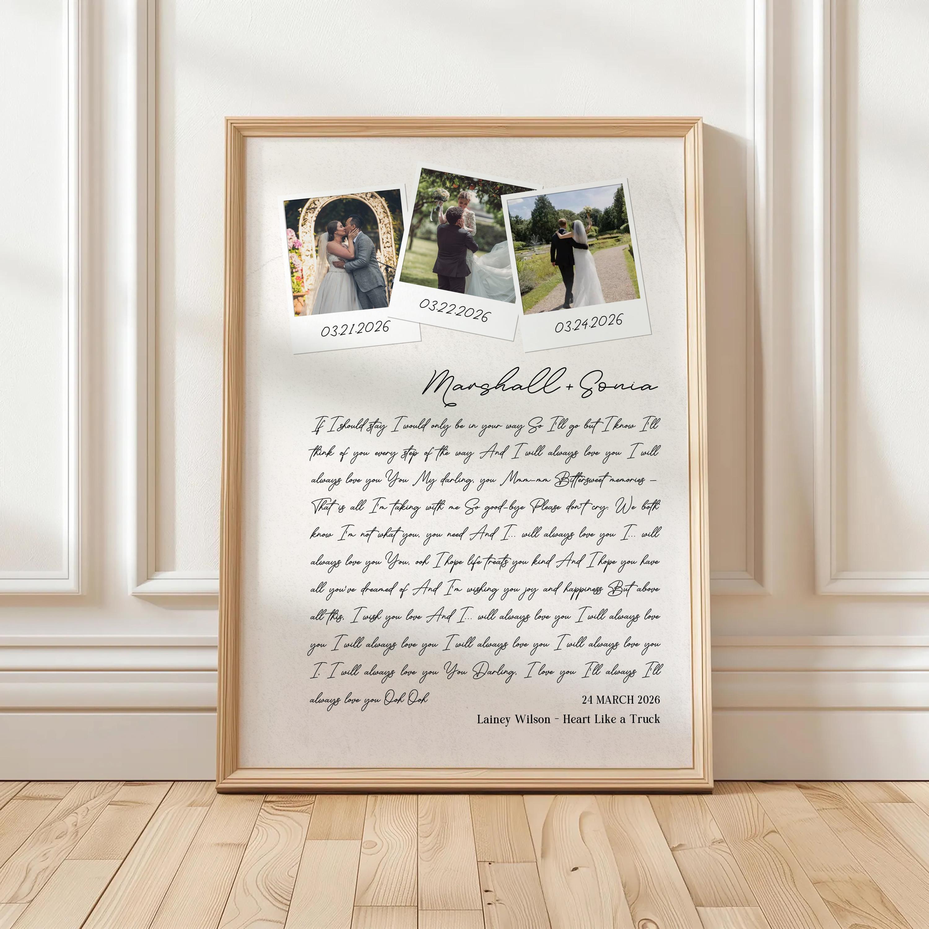 Song Lyrics Print: Personalised Photo First Dance or Anniversary (Digital)