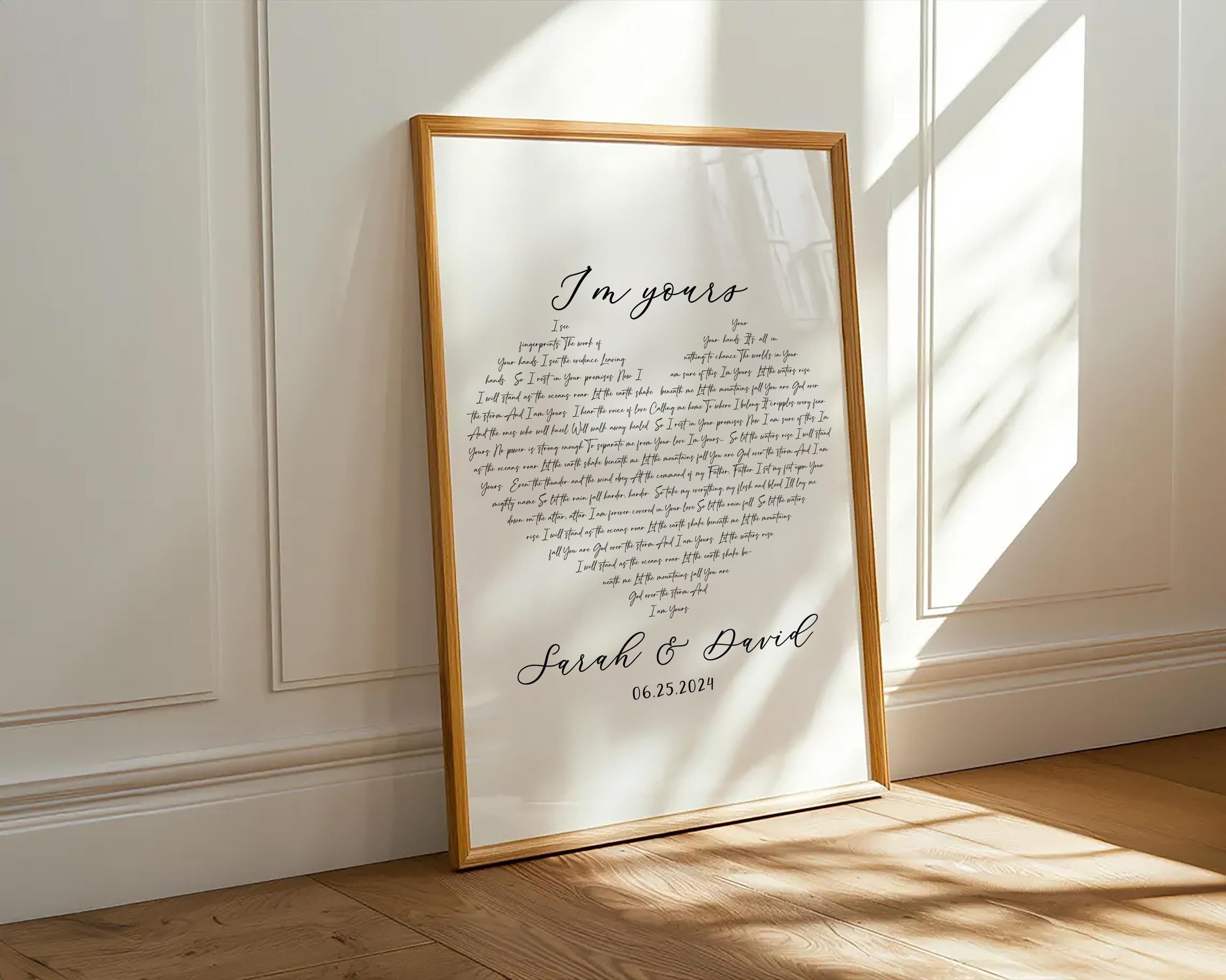 Personalized Heart Song Lyric Print: Wedding Vows Artwork