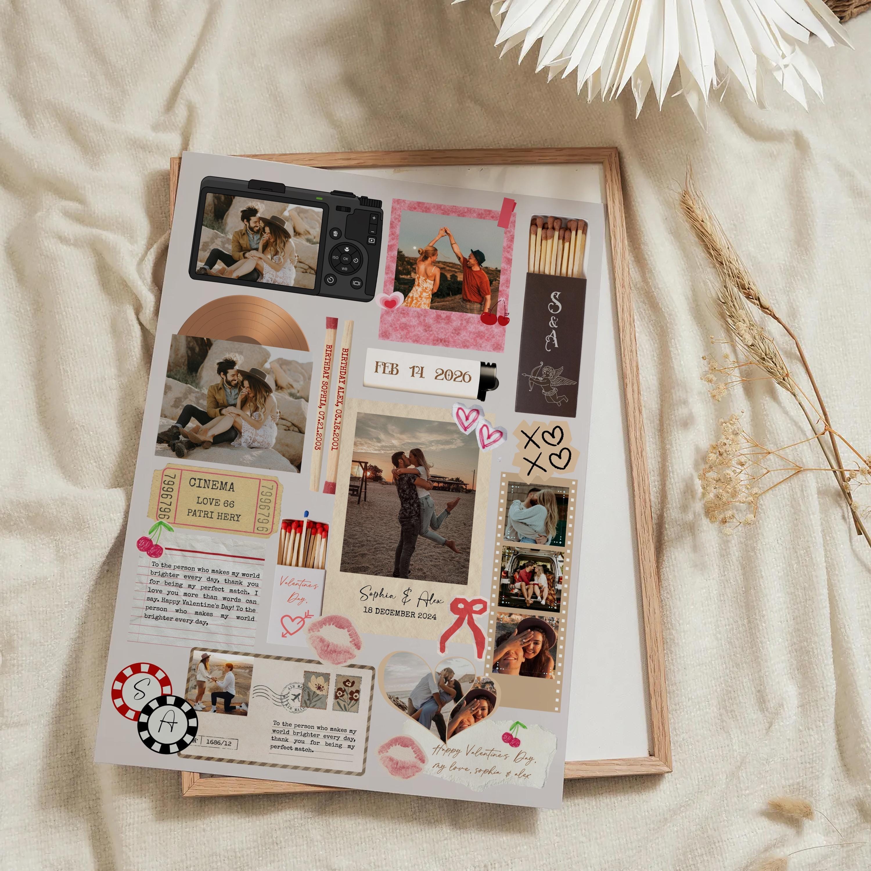 Valentine's Matchbook Poster Template, Custom Digital Print (Editable Canva File)