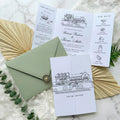 Custom Sketch Venue Gatefold Invitation | Editable Canva Lineart Gatefold Invite | Modern Wedding Template
