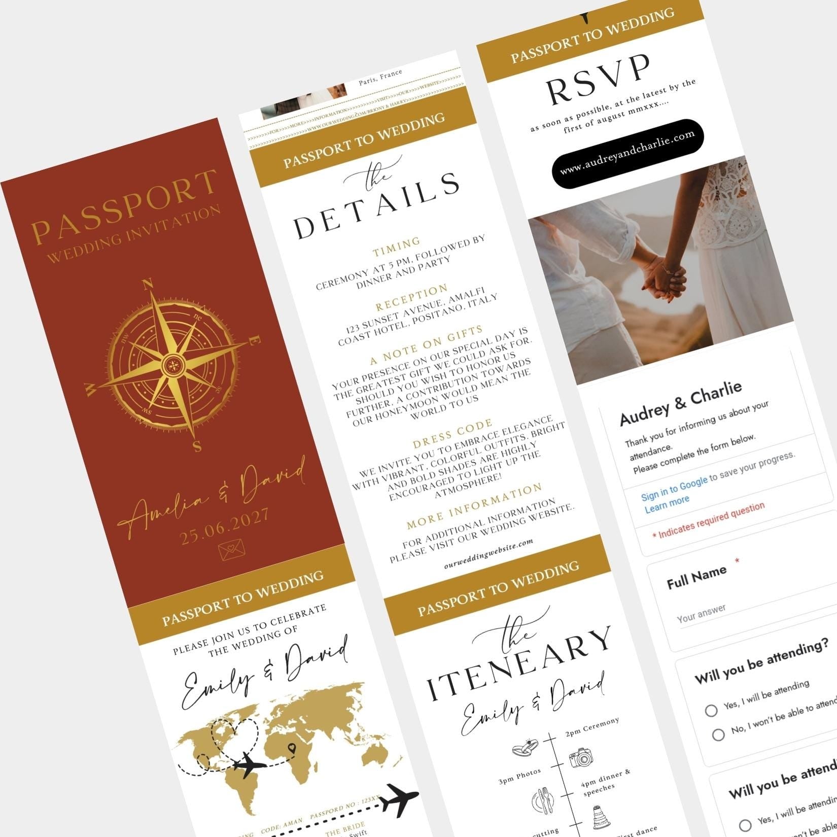 Digital Wedding Invitation Website: RSVP, Map, Countdown (Canva Template)