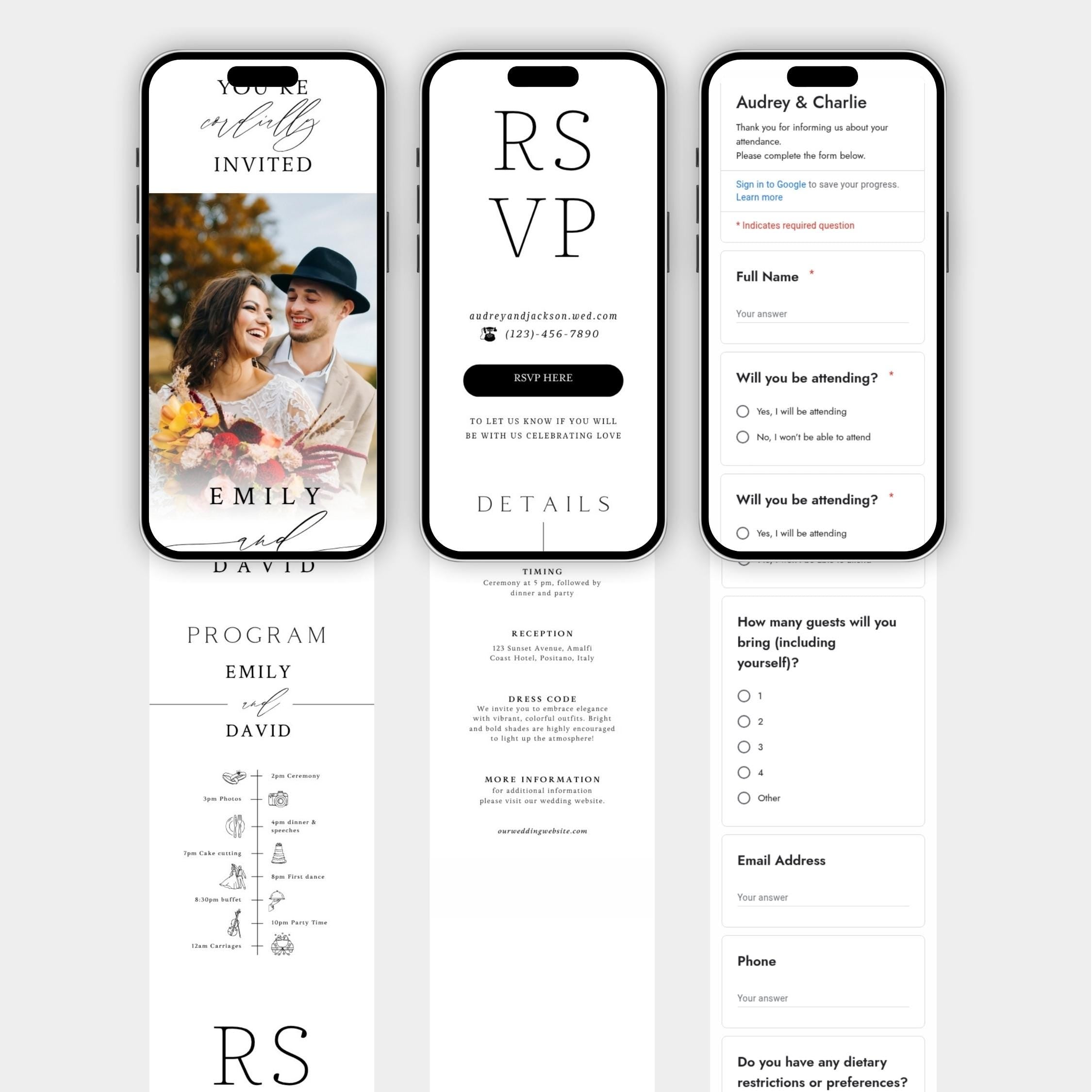 Digital Wedding Invitation: Easy Canva Edit - RSVP & Website Link