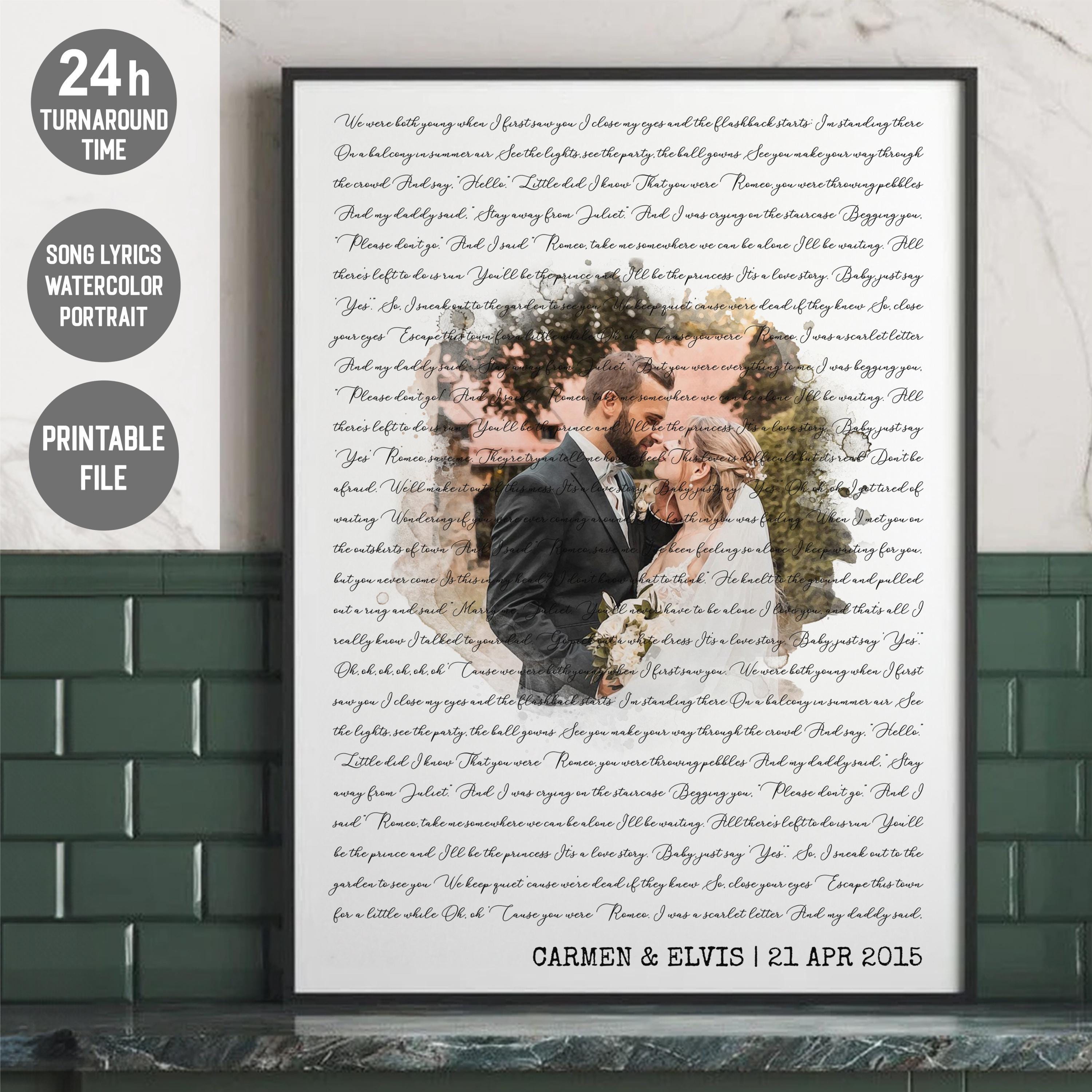 Personalized Wedding Song Lyrics Print: Custom Photo Keepsake