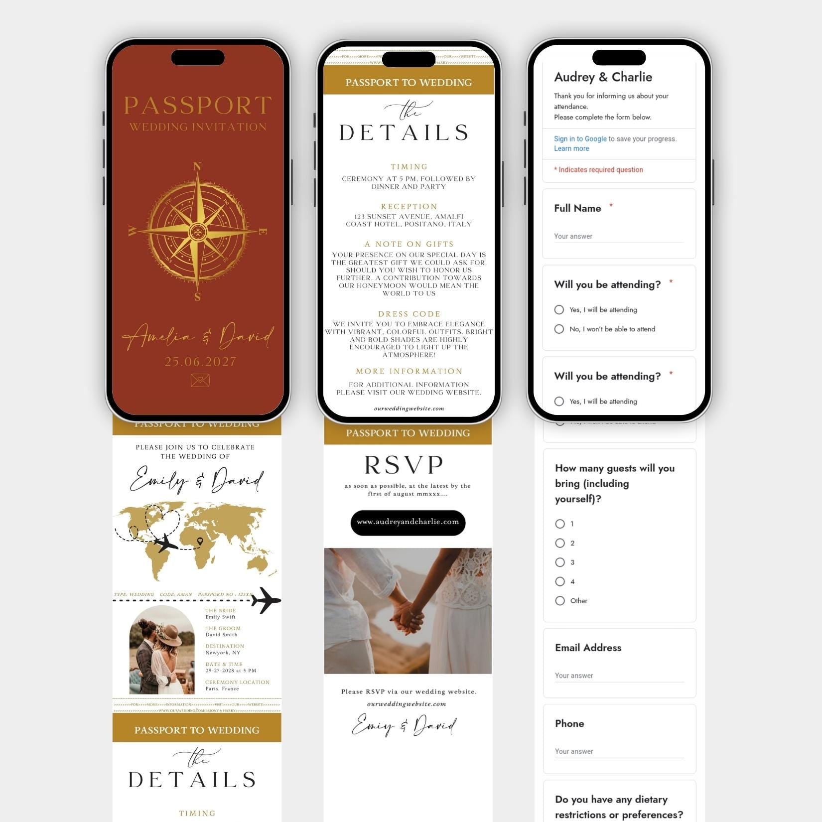 Digital Wedding Invitation Website: RSVP, Map, Countdown (Canva Template)
