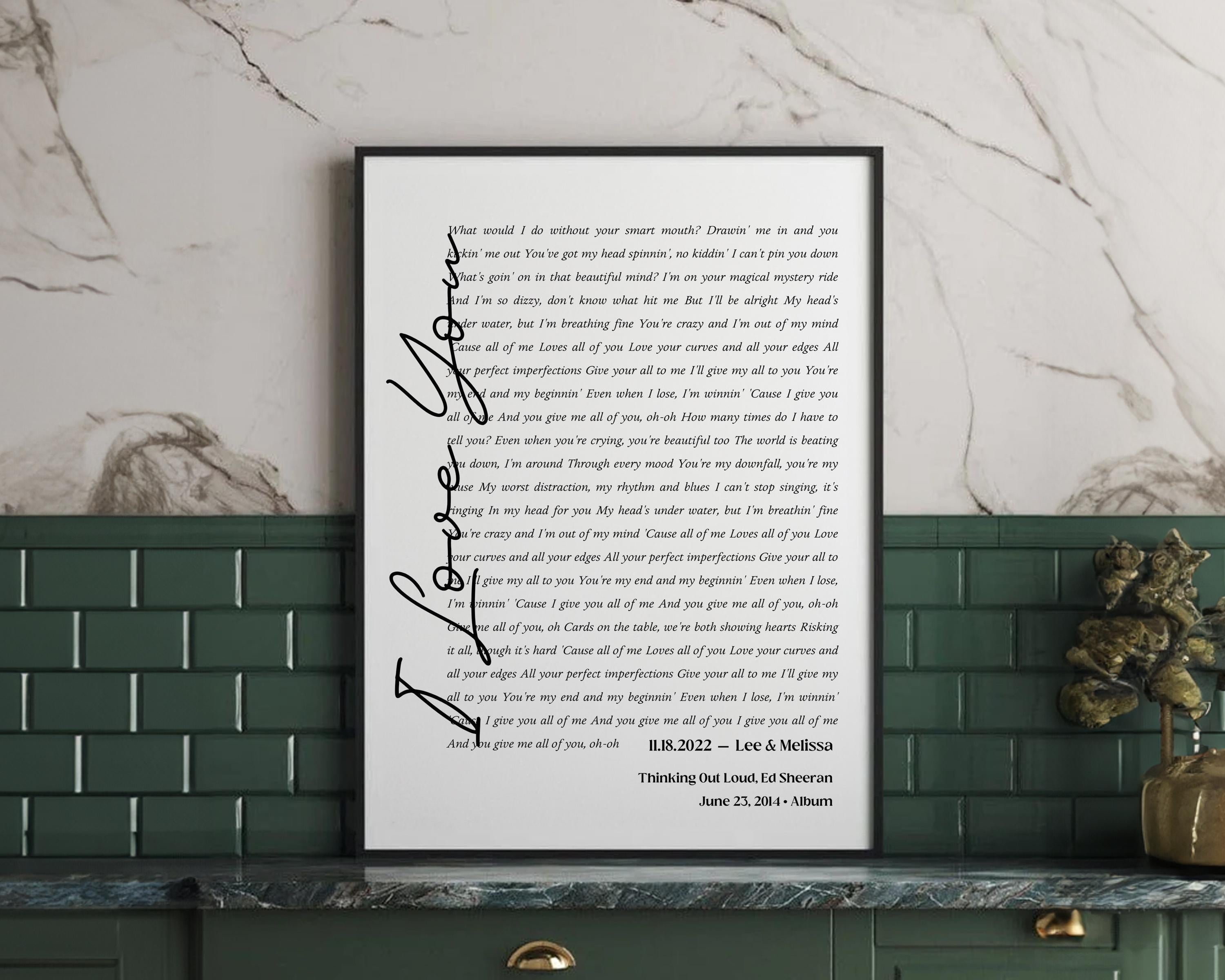 Wedding Song Lyrics Canvas Print, Personalized First Dance (Digital File)