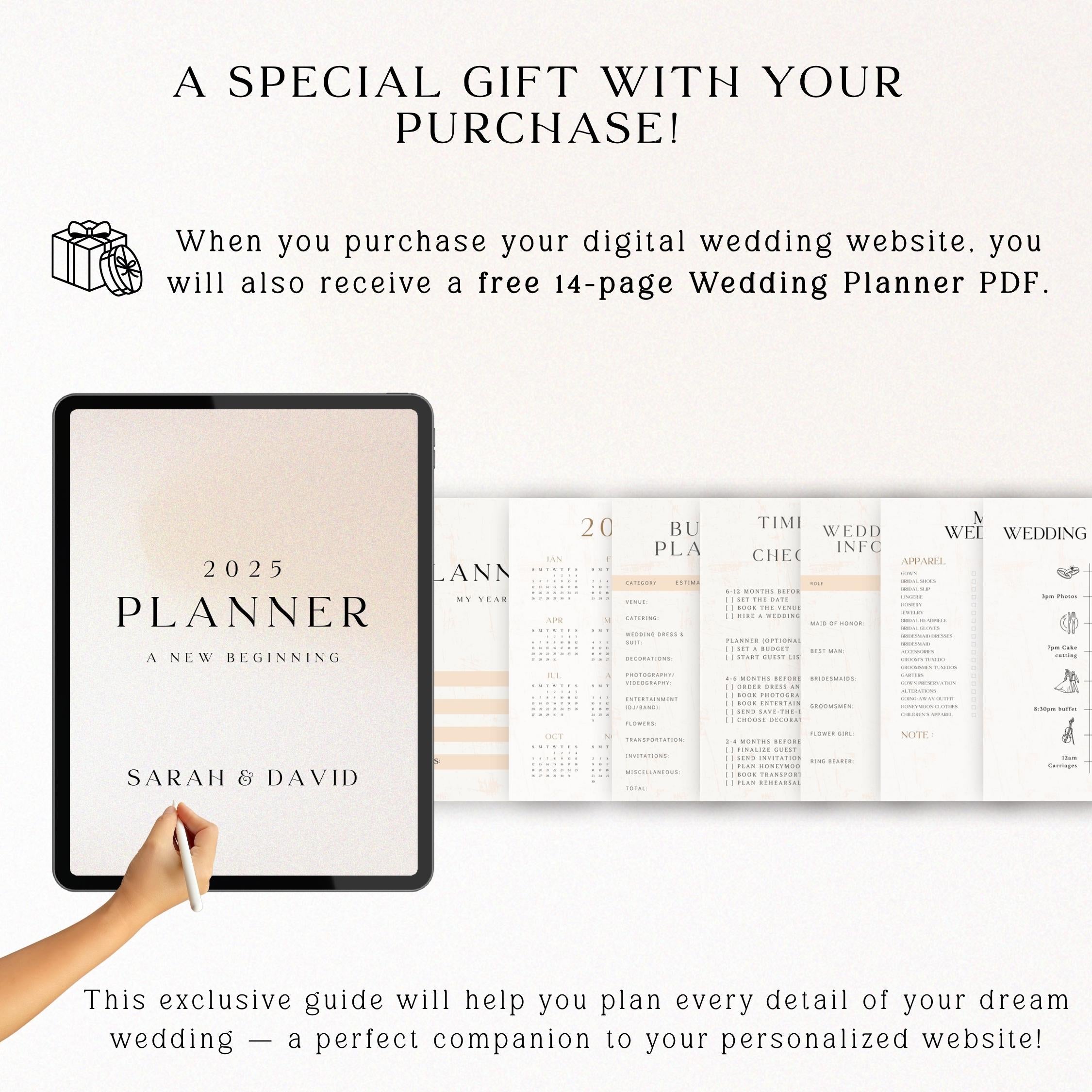 Digital Wedding Invitation Website: RSVP, Map, Countdown (Canva Template)