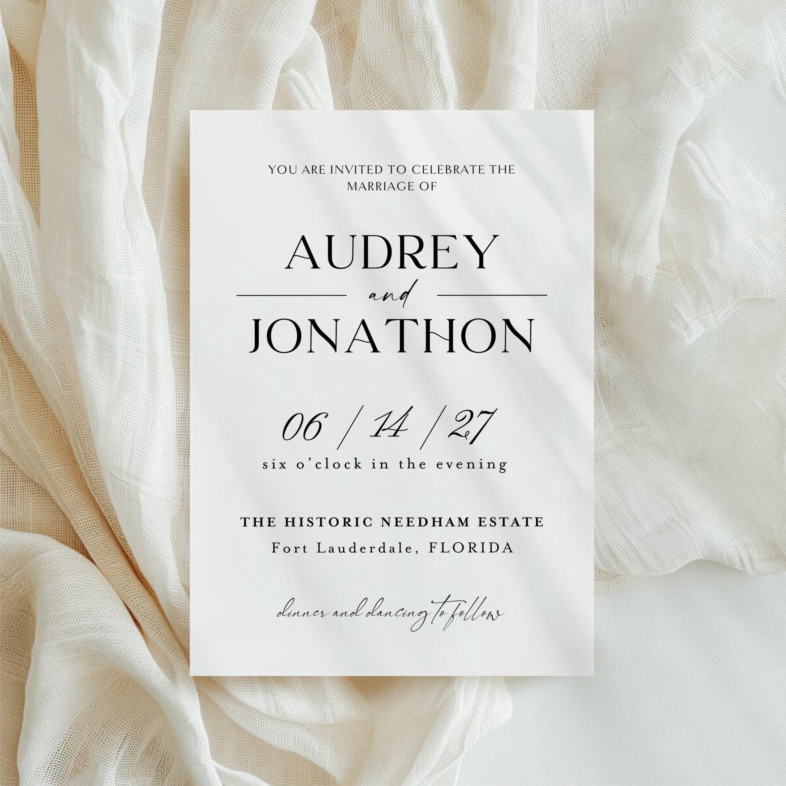 Minimalist Wedding Invitation Template: Modern Canva Invite (Digital Download