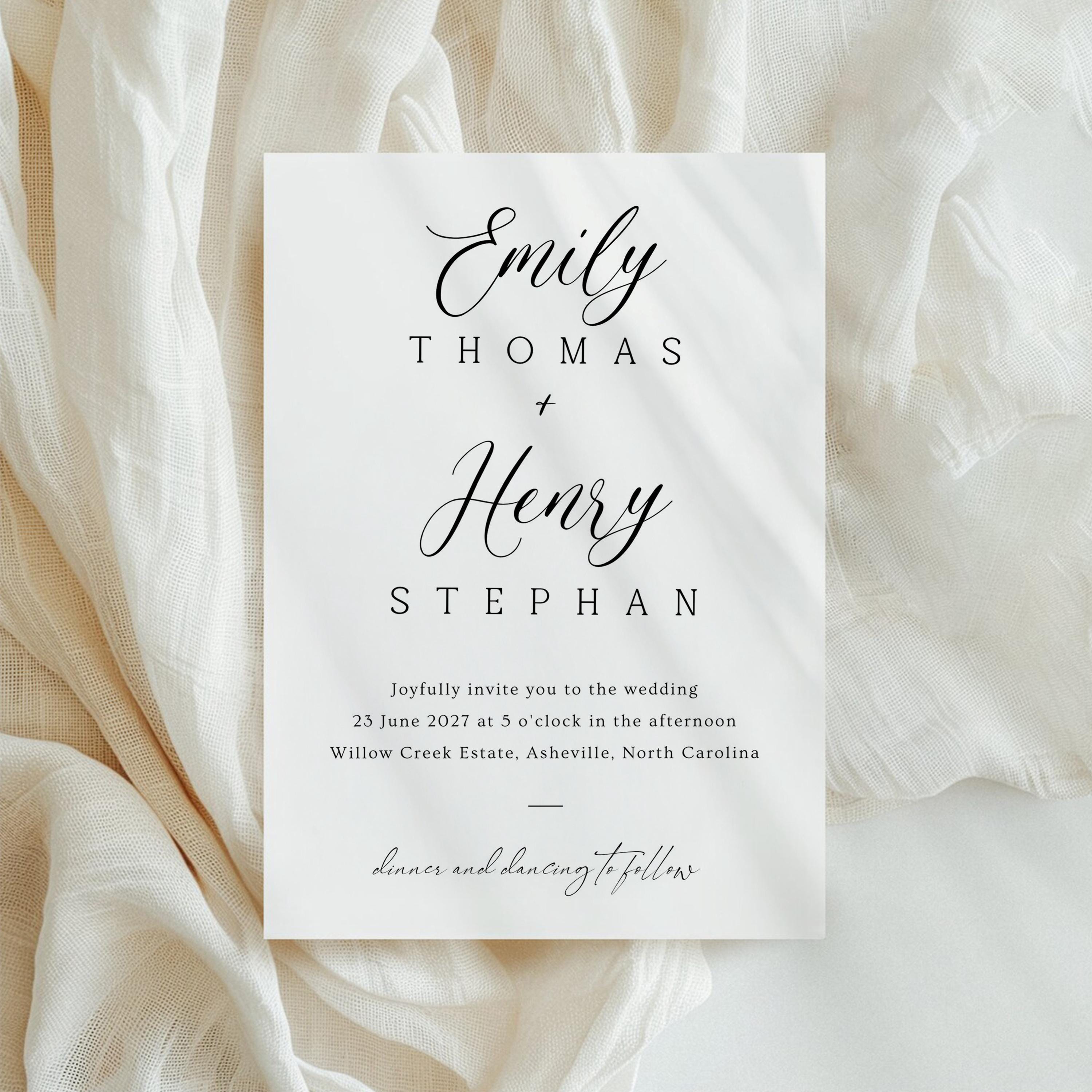 Modern Minimalist Wedding Invitation Template: Editable Canva Design (Digital Download)