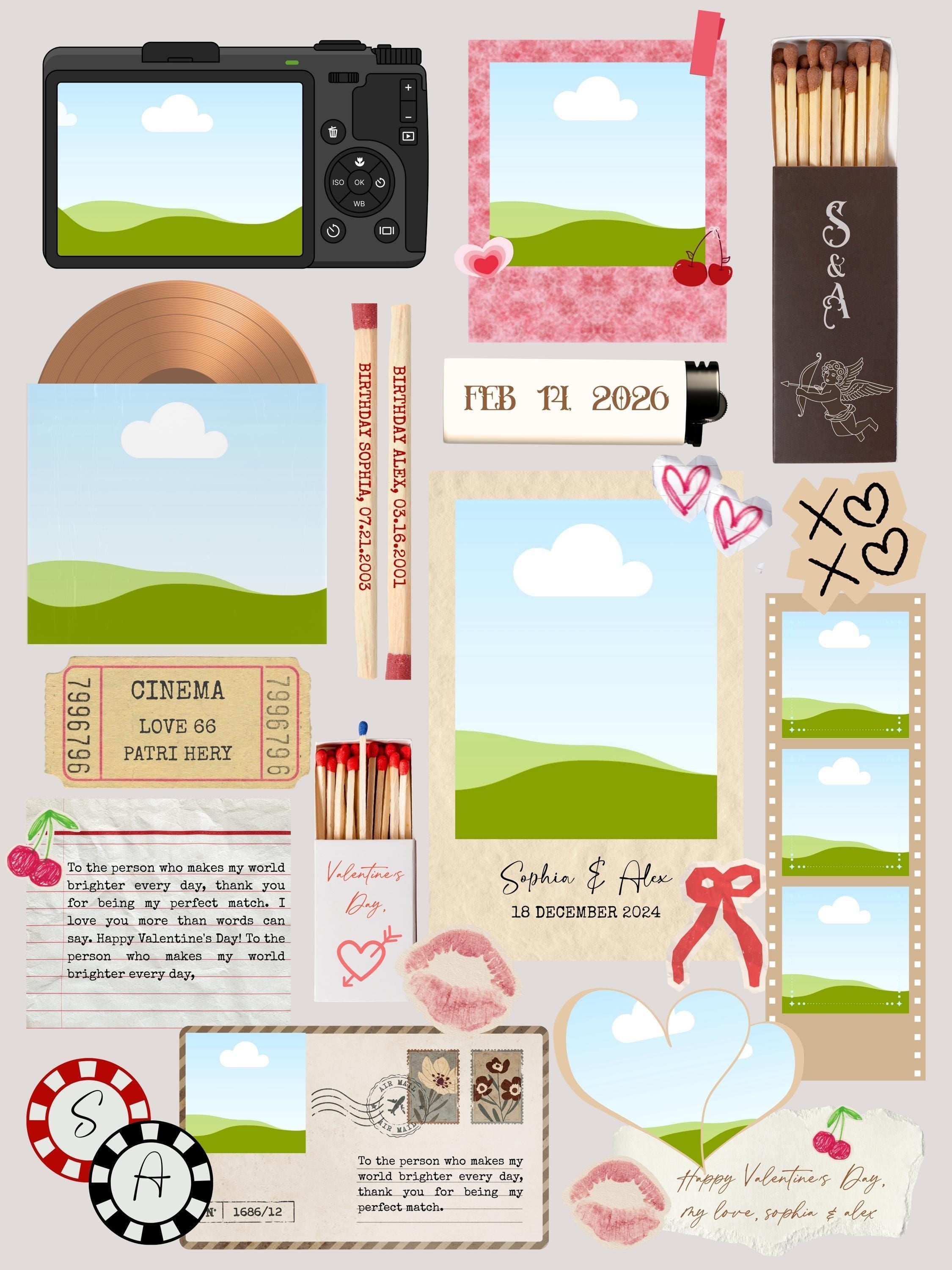Valentine's Matchbook Poster Template, Custom Digital Print (Editable Canva File)