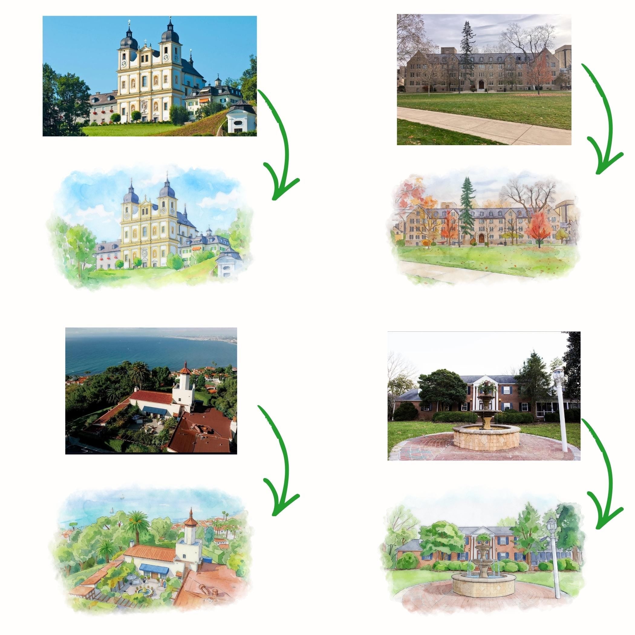 Watercolor Venue Wedding Invitation Suite, Digital Wedding Phone Invitation, Custom electronic venue E-vite, Editable Canva Template