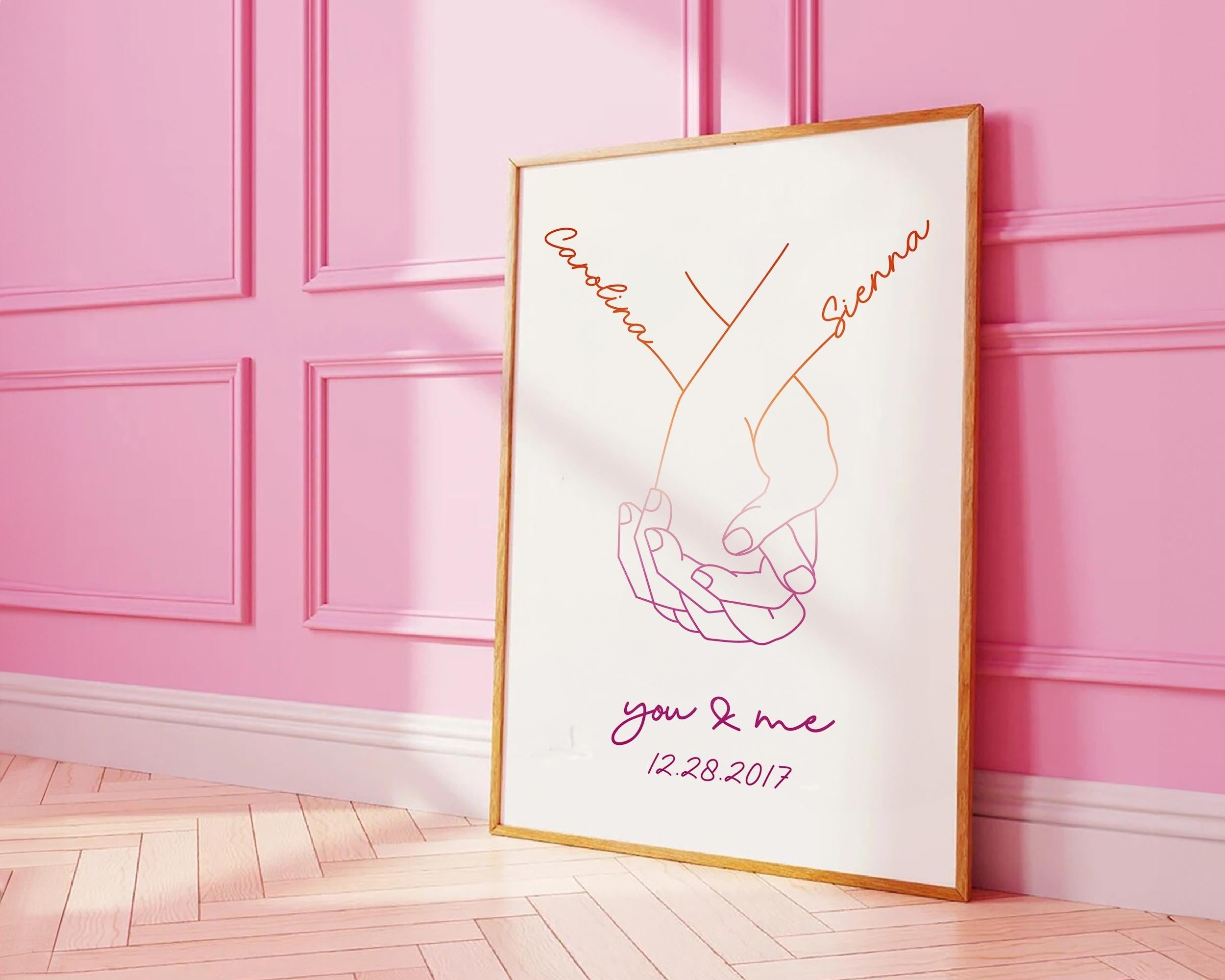 Lesbian Couple Art Print: Custom Hand Line Drawing - Digital Download