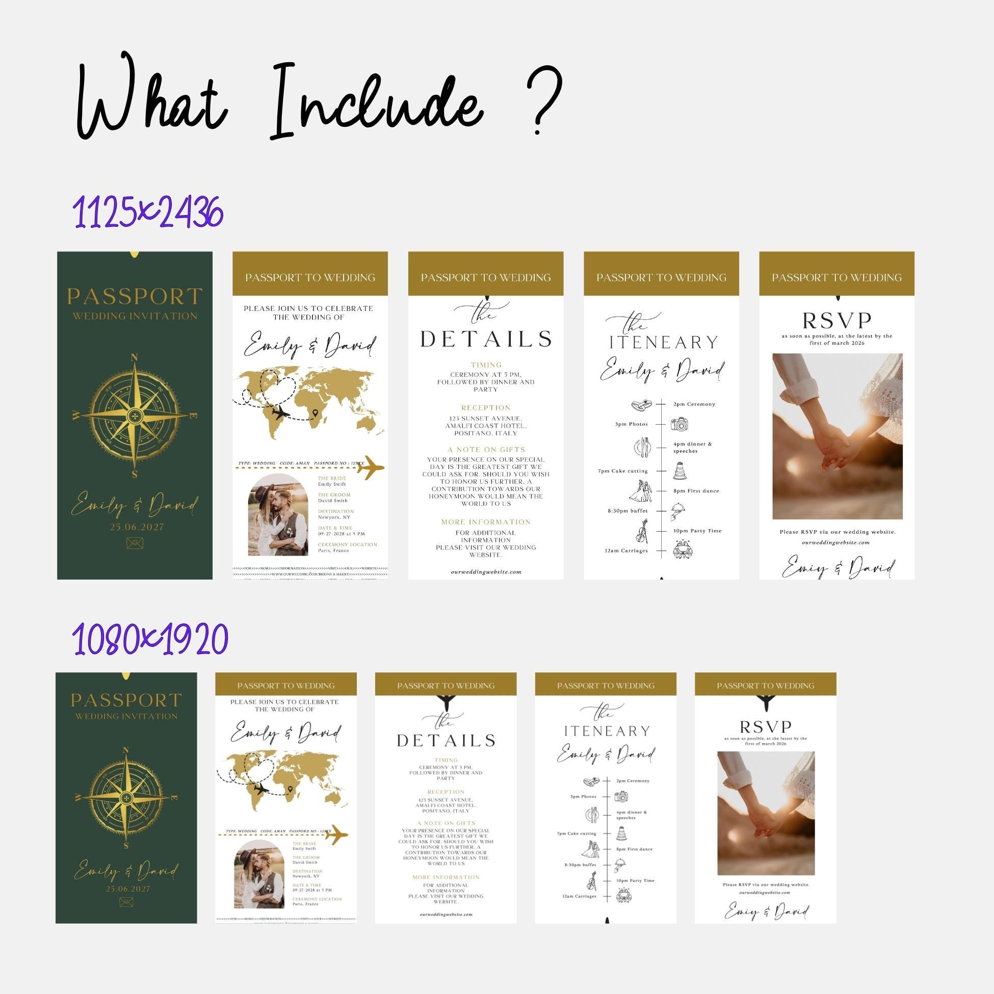 Animated Passport Wedding Invitation Template, Destination Invite (Canva Template)