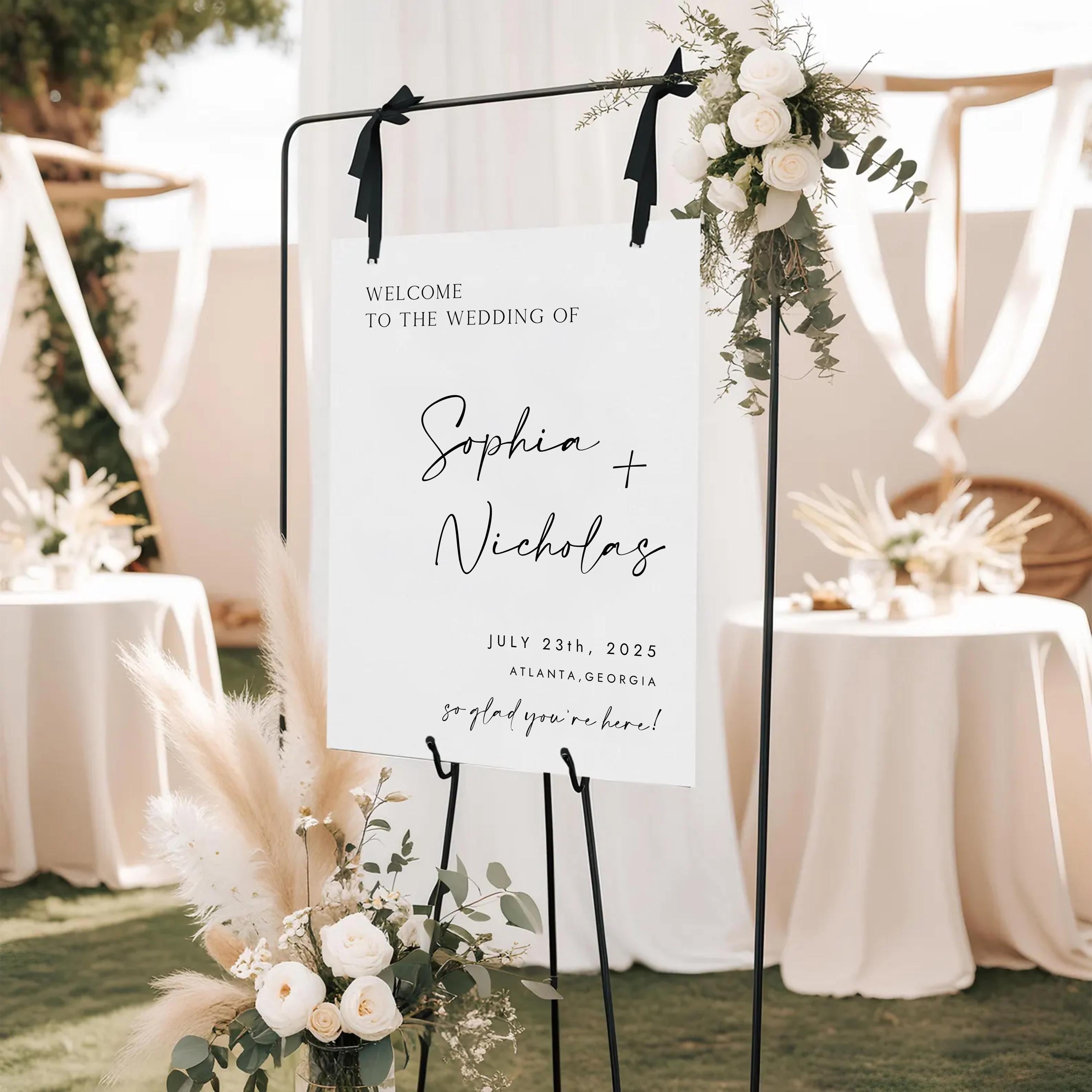 Minimalist Wedding Welcome Sign Template: Elegant Canva Poster (Digital Download