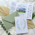 Personalized Watercolor Venue Wedding Invitation | Editable Canva Custom Gatefold Invite | Modern Wedding Template