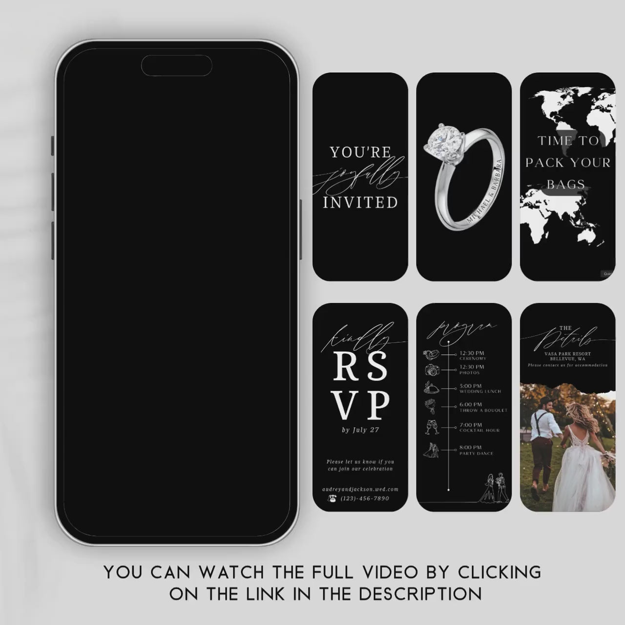 Animated Wedding Video Invitation Template, Canva Editable, Add Photo and Music