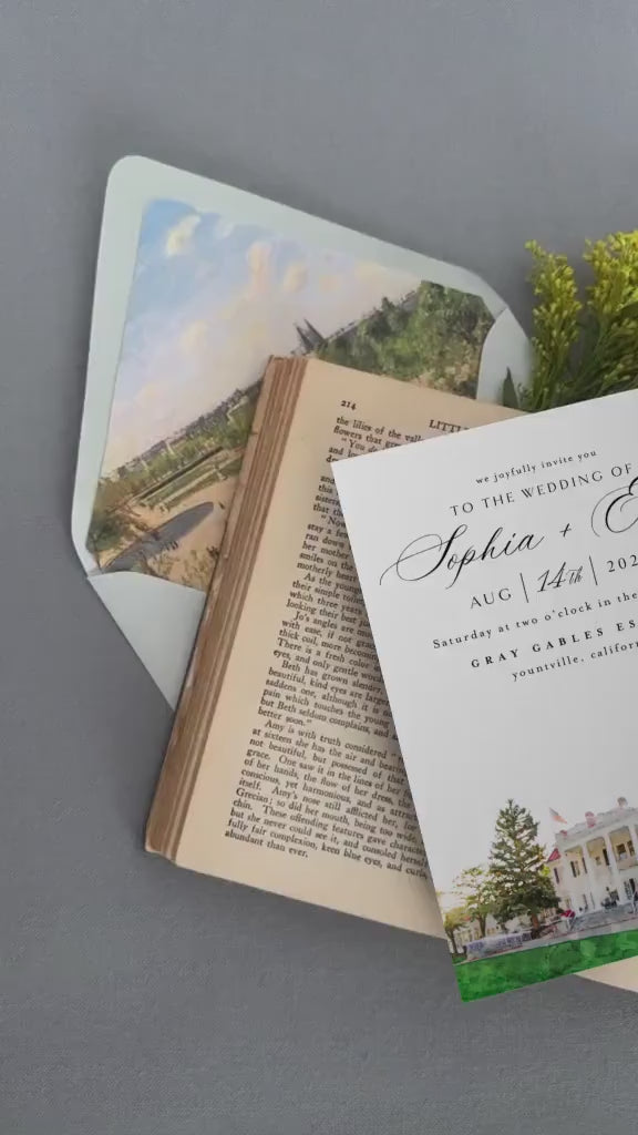 Custom Watercolor Venue Wedding Invitation Template (Digital Download)