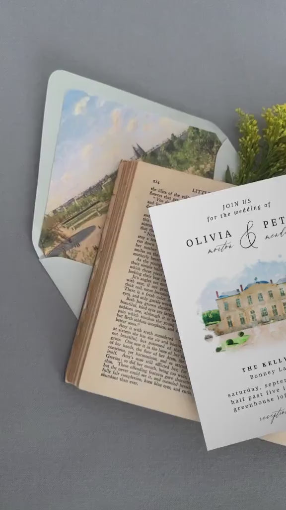 Custom Watercolor Venue Wedding Invitation Template (Digital)