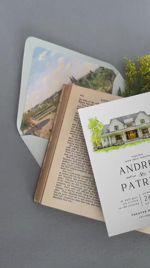 Custom Watercolor Venue Wedding Invitation (Digital)